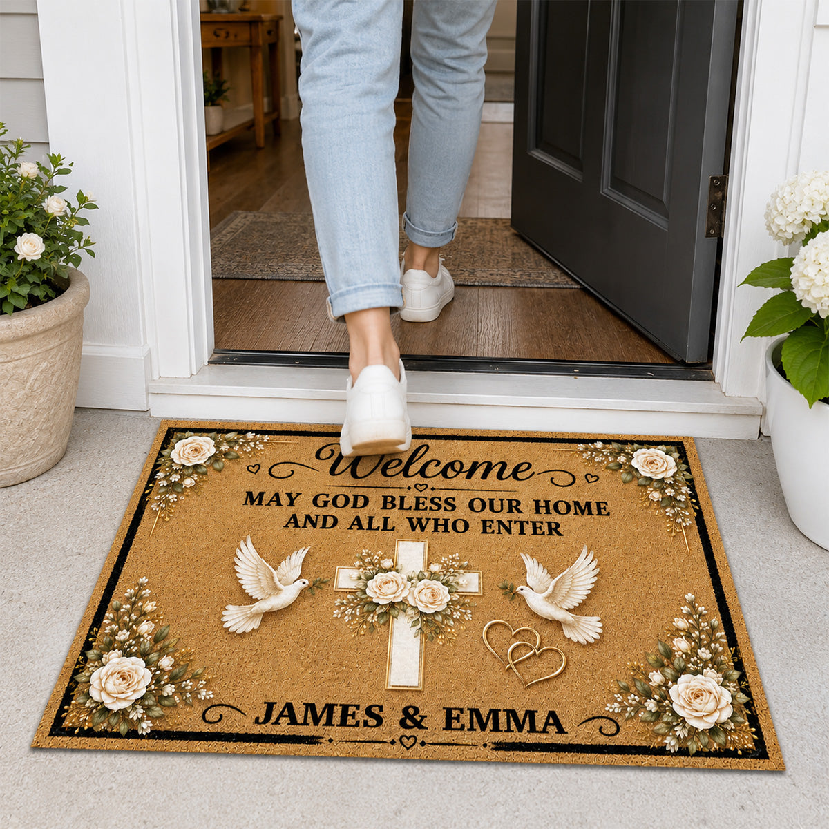 May God Bless Our Home And All Who Enter - Personalized Doormat