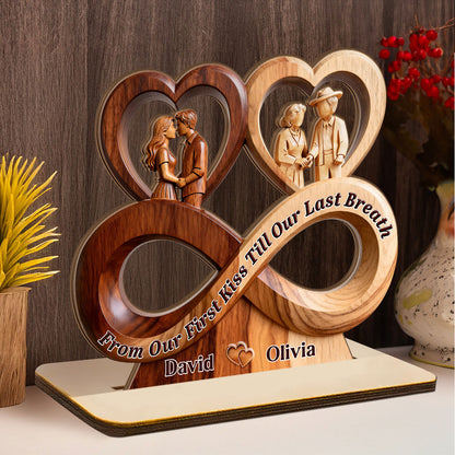 Timeless Love Infinity - Personalized 2-Layer Wood Plaque With Flat Base