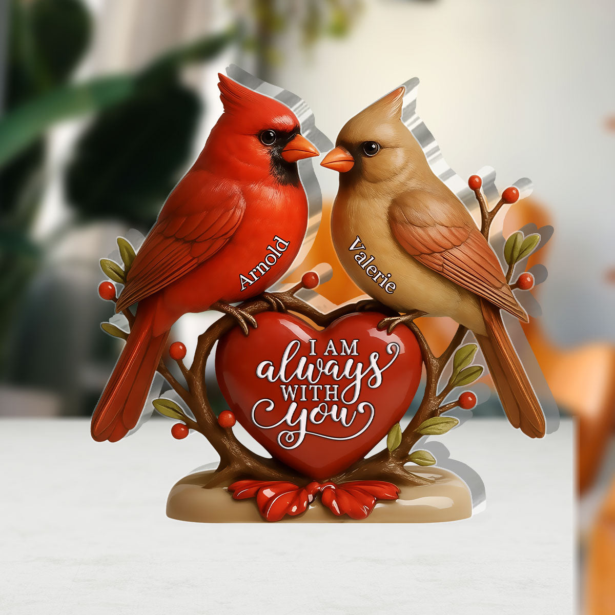 Forever Together Cardinals - Personalized Custom Shaped Squared Acrylic Couple Plaque