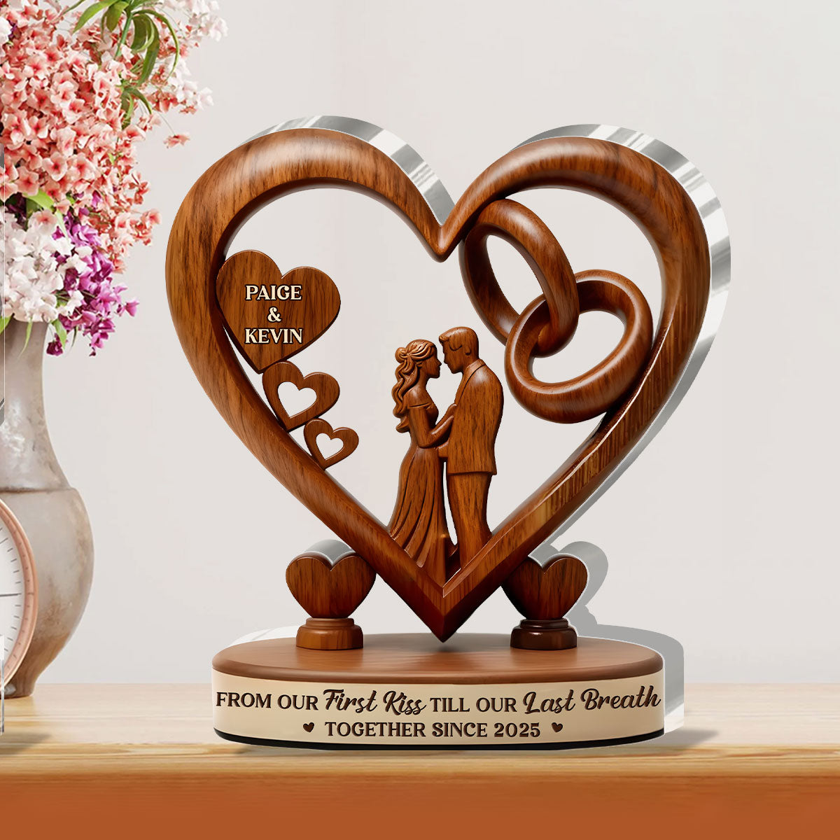 From Our First Kiss Till Our Last Breath - Personalized Custom Shaped Squared Couple Acrylic Plaque