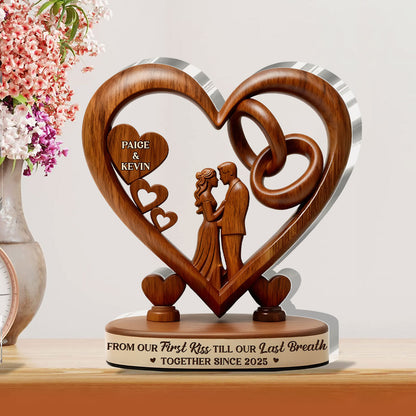 From Our First Kiss Till Our Last Breath - Personalized Custom Shaped Squared Couple Acrylic Plaque
