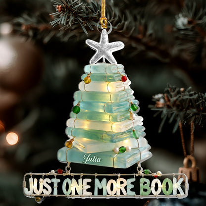 Christmas Book Tree Sea Glass Effect - Personalized 1-Layer Acrylic Ornament