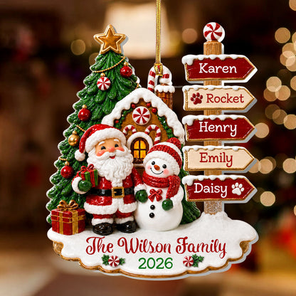 Family Signpost Christmas Custom Name - Personalized Acrylic Ornament