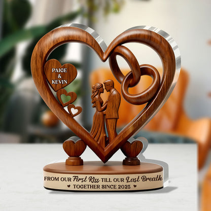 From Our First Kiss Till Our Last Breath - Personalized Custom Shaped Squared Couple Acrylic Plaque