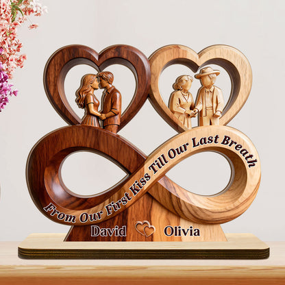 Timeless Love Infinity - Personalized 2-Layer Wood Plaque With Flat Base