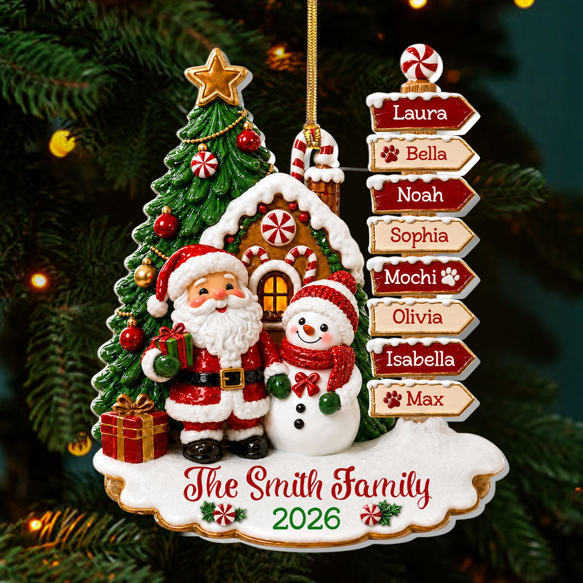 Family Signpost Christmas Custom Name - Personalized Acrylic Ornament