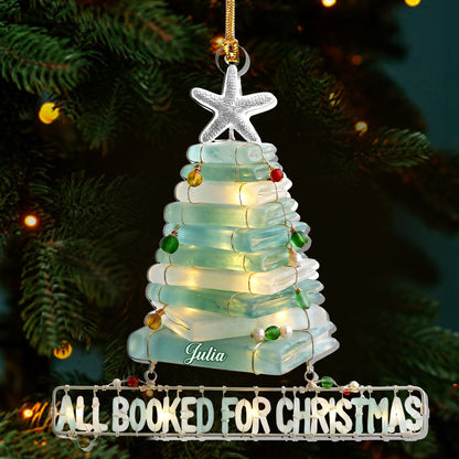 Christmas Book Tree Sea Glass Effect - Personalized 1-Layer Acrylic Ornament