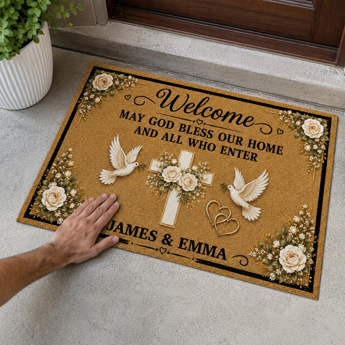 May God Bless Our Home And All Who Enter - Personalized Doormat