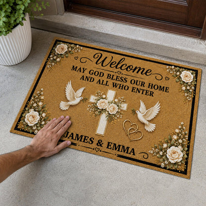 May God Bless Our Home And All Who Enter - Personalized Doormat