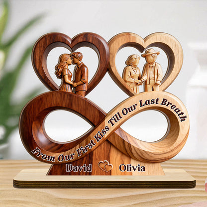 Timeless Love Infinity - Personalized 2-Layer Wood Plaque With Flat Base