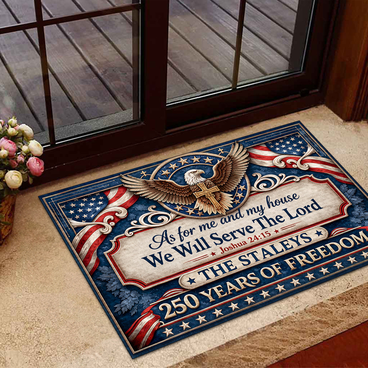 As For Me And My House We Will Serve The Lord  - Personalized Doormat