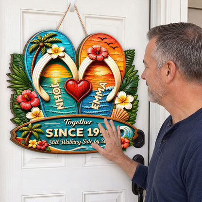 Still Walking Side By Side - Personalized Wooden Door Sign