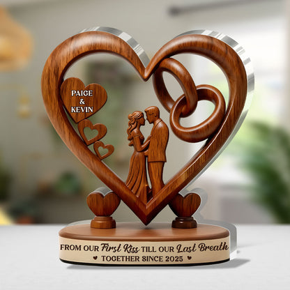 From Our First Kiss Till Our Last Breath - Personalized Custom Shaped Squared Couple Acrylic Plaque