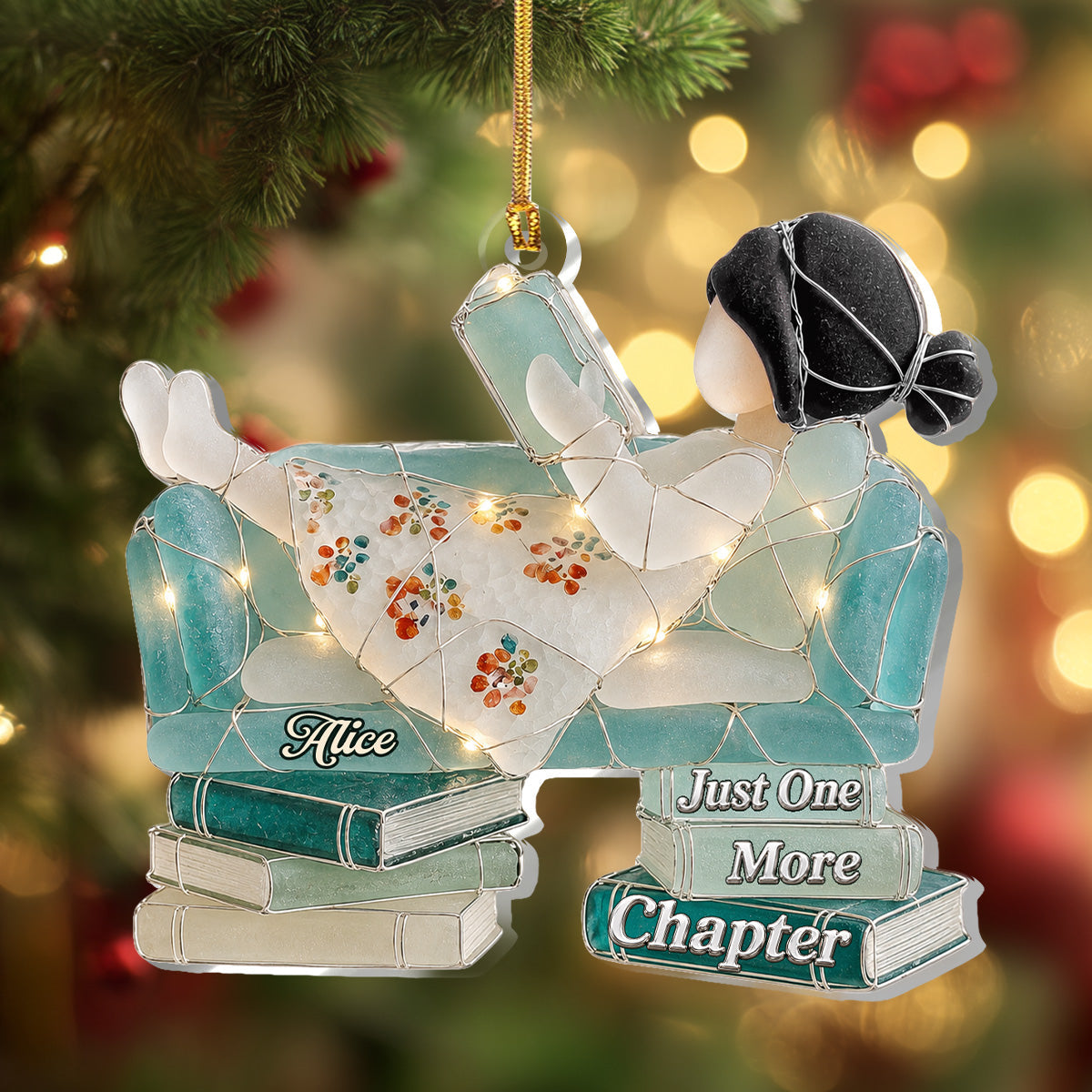 Just A Girl Who Loves Books Sea Glass Effect - Personalized 1-Layer Acrylic Ornament