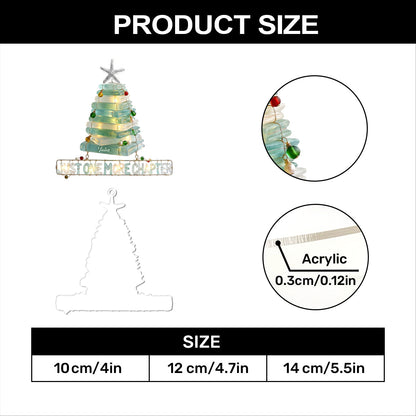 Christmas Book Tree Sea Glass Effect - Personalized 1-Layer Acrylic Ornament
