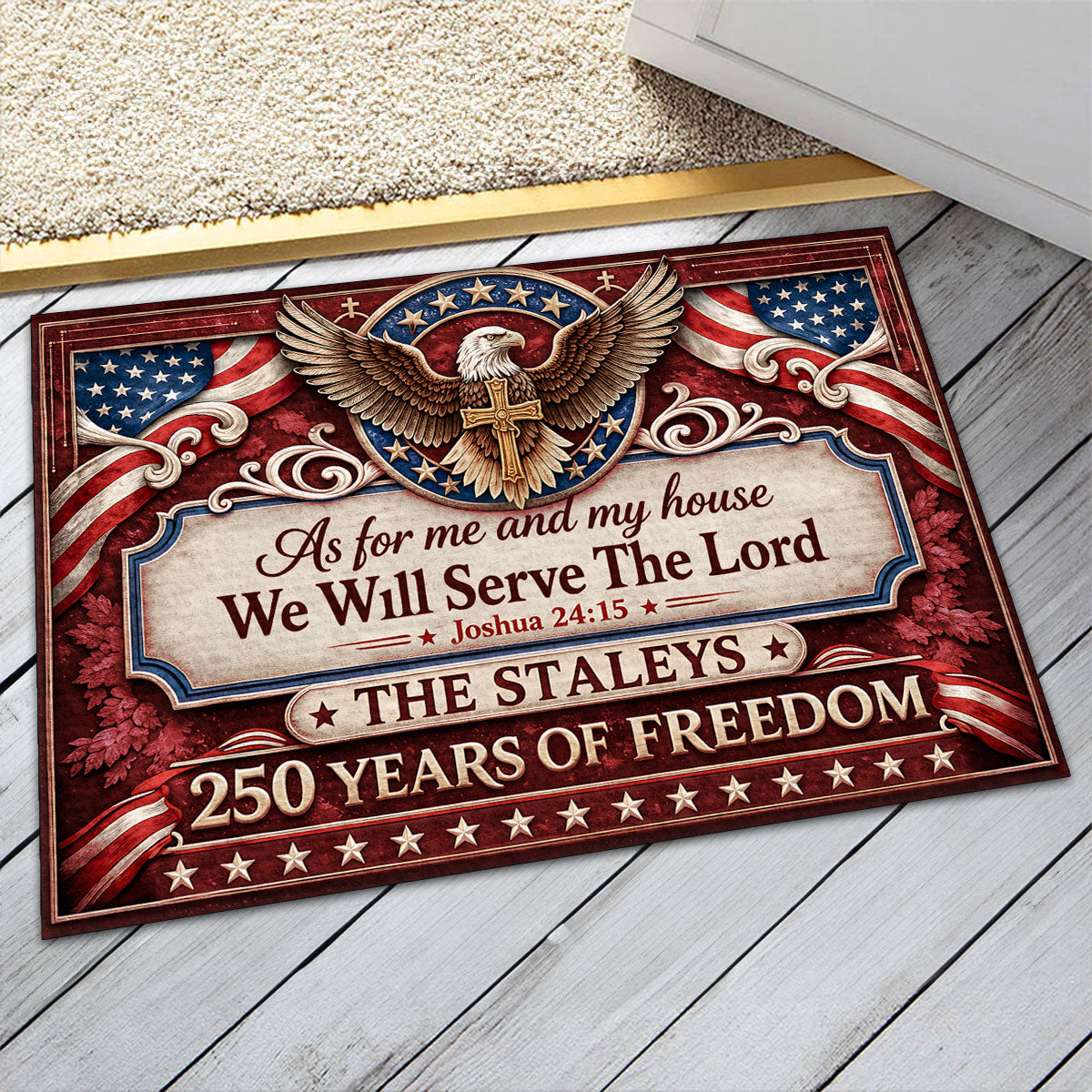As For Me And My House We Will Serve The Lord  - Personalized Doormat