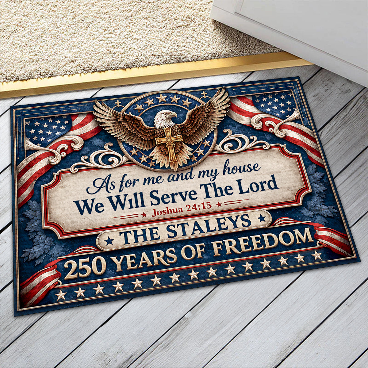 As For Me And My House We Will Serve The Lord  - Personalized Doormat