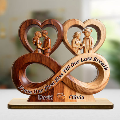 Timeless Love Infinity - Personalized 2-Layer Wood Plaque With Flat Base