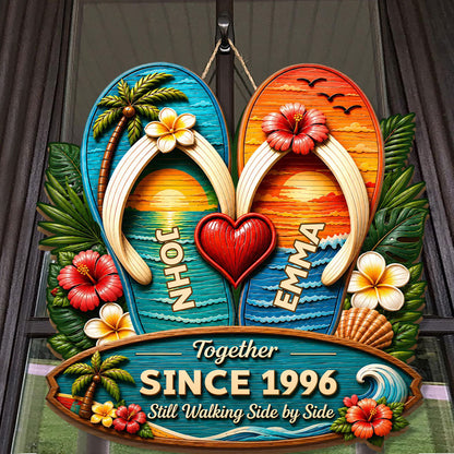 Still Walking Side By Side - Personalized Wooden Door Sign