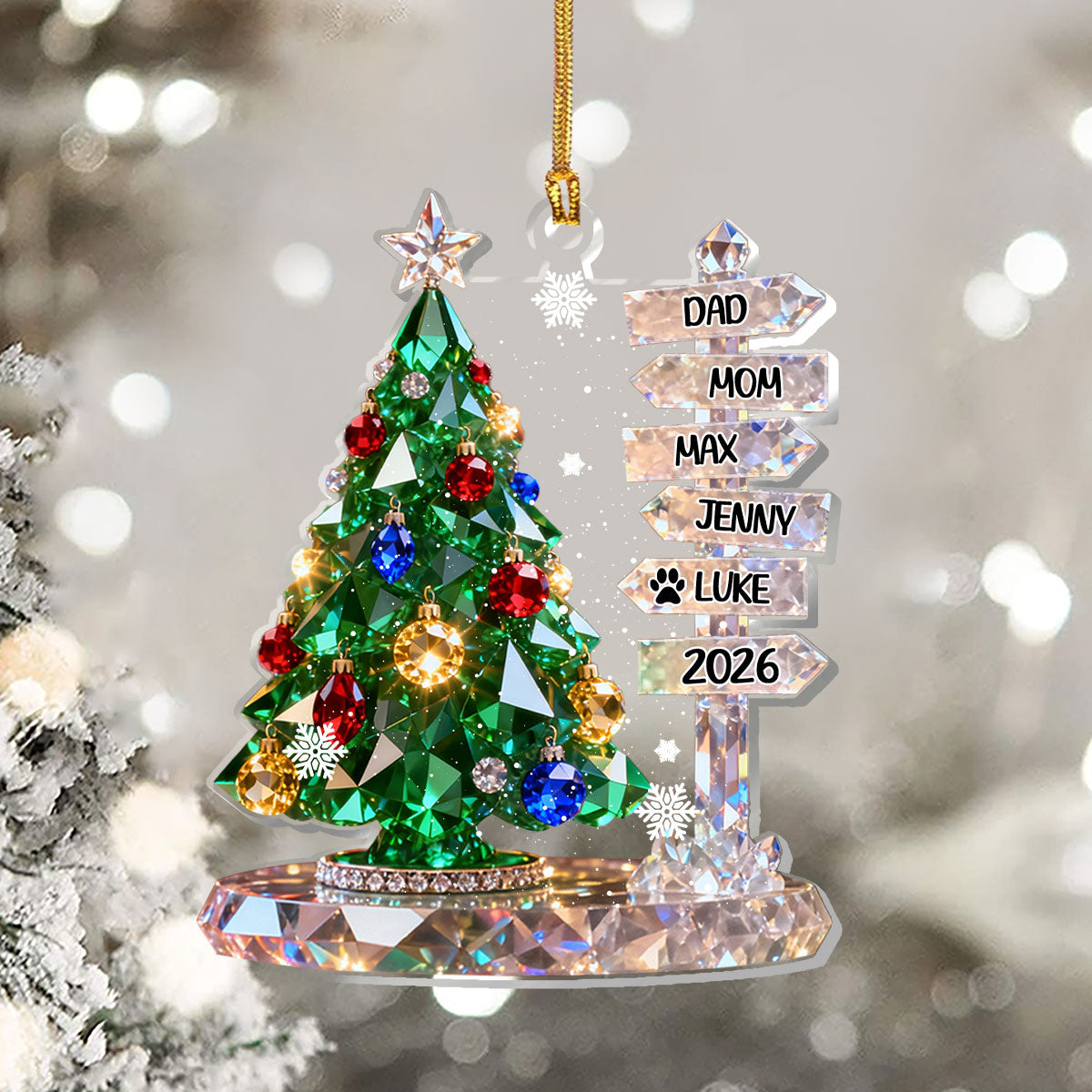 Family Signpost Custom Name - Personalized 1-Layer Acrylic Ornament