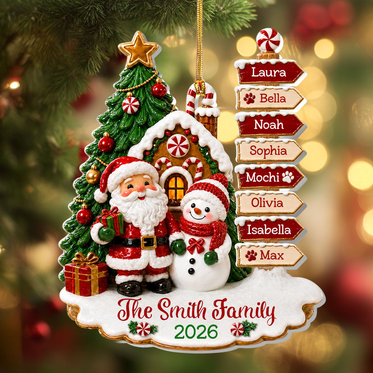 Family Signpost Christmas Custom Name - Personalized Acrylic Ornament