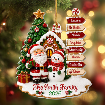 Family Signpost Christmas Custom Name - Personalized Acrylic Ornament