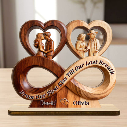 Timeless Love Infinity - Personalized 2-Layer Wood Plaque With Flat Base