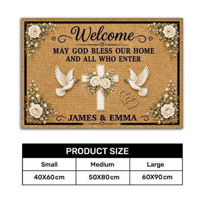 May God Bless Our Home And All Who Enter - Personalized Doormat