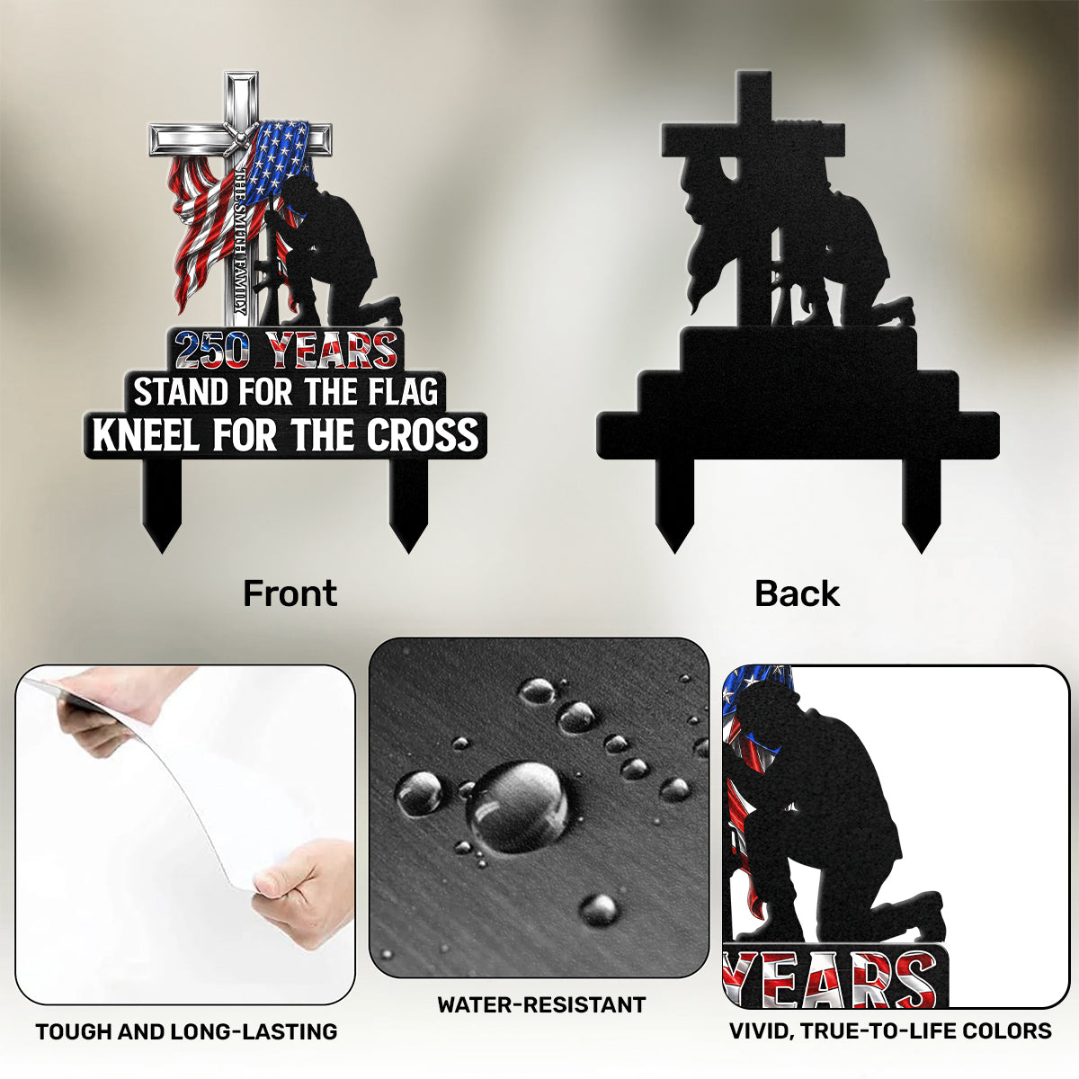 Stand For The Flag Kneel For The Cross - Personalized Metal Garden Stake