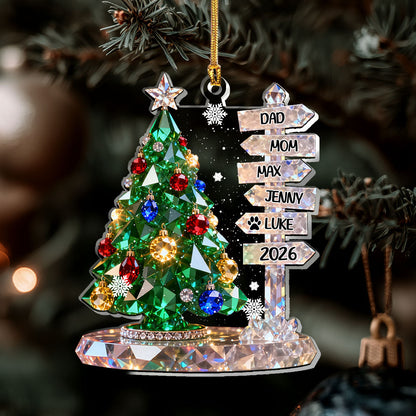 Family Signpost Custom Name - Personalized 1-Layer Acrylic Ornament