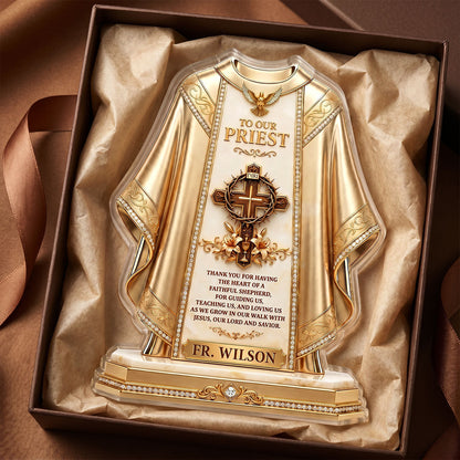To Our Priest For Having The Heart Of A Faithful Shepherd | Personalized Custom Shaped Acrylic Plaque