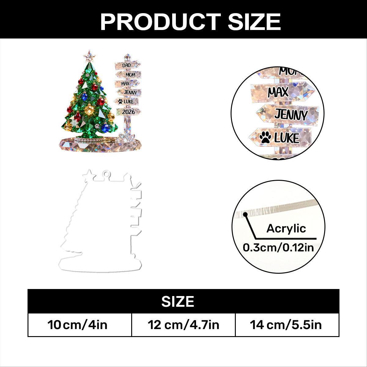 Family Signpost Custom Name - Personalized 1-Layer Acrylic Ornament