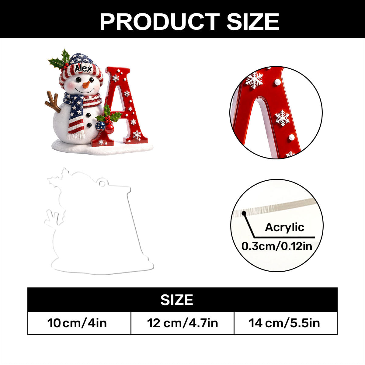 Patriotic Snowman Merry Christmas - Personalized Acrylic Ornament