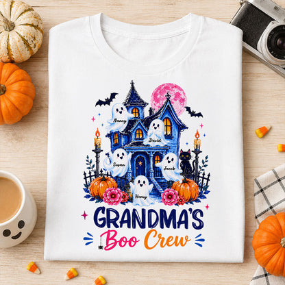 Grandma's Boo Crew Trendy Haunted House - Personalized Shirt - Halloween Shirt for Grandma